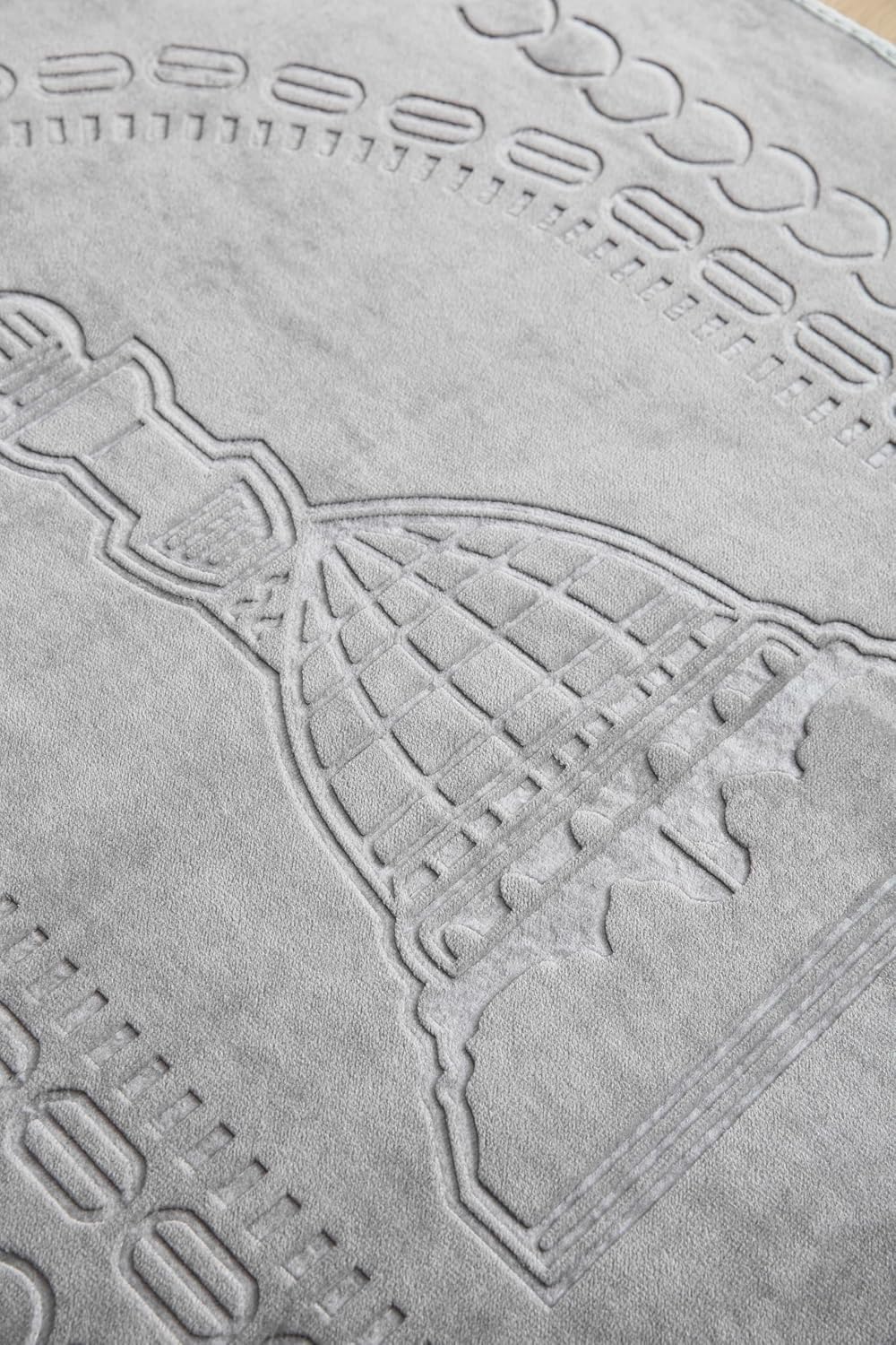 Thick Velvet Prayer Mat - Grey (Aya Model) - Large size