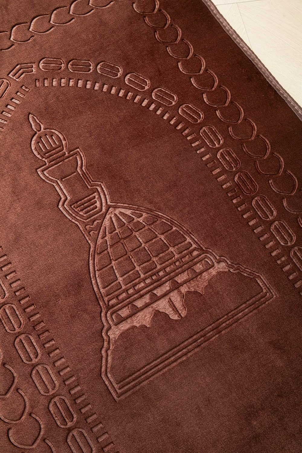 Thick Velvet Prayer Mat - Brown (Aya Model)- Large size