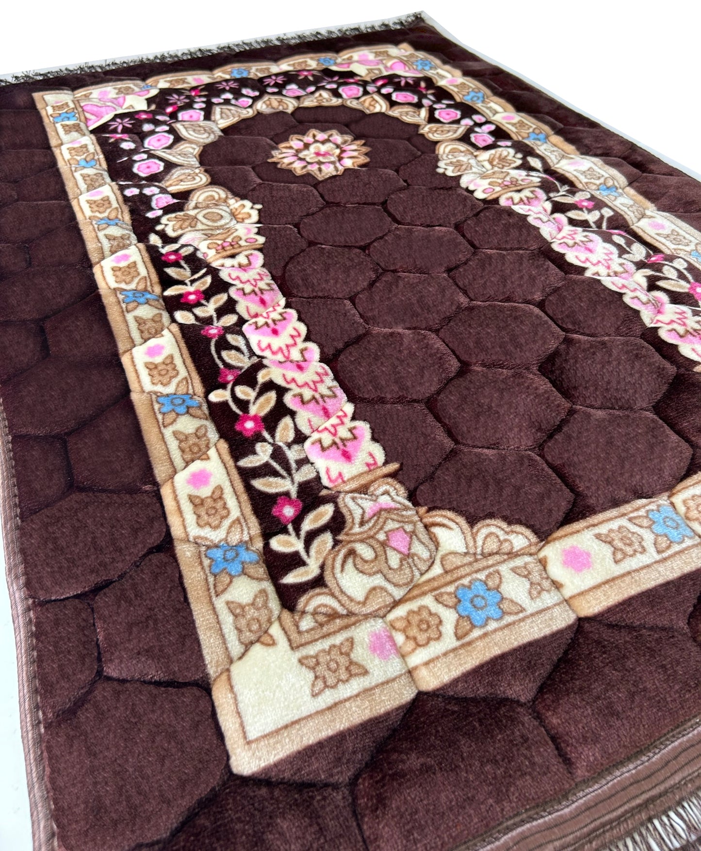 Extra Thick Velvet Prayer Mat - Blue (Marwa Model)