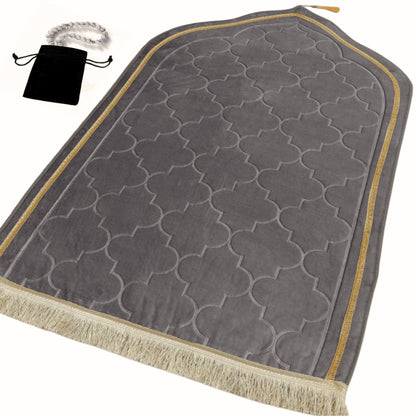 Thick Padded Arch Prayer Mat (yussuf model) -Grey