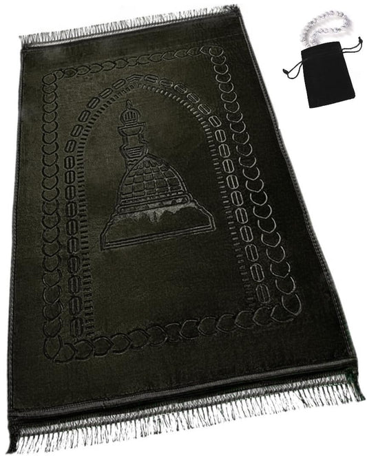 Prayer Rug Muslim Mat Islamic - Luxurious Velvet Turkish Prayer Rug Sajadah for Kids Men Women for Eid Travel Ramadan, Soft and Luxury