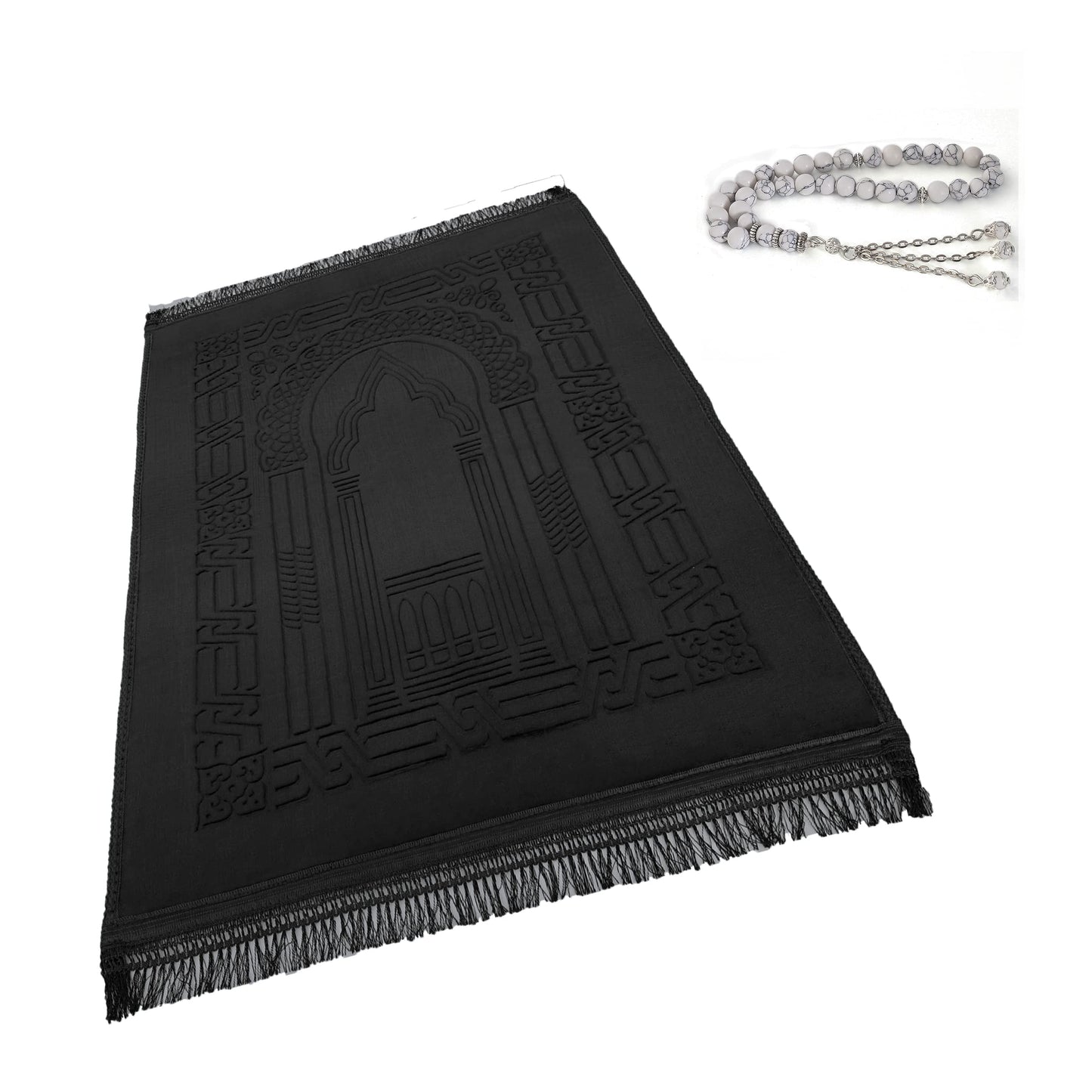 Thick Velvet Prayer Mat - Grey (Radia Model)- Large size