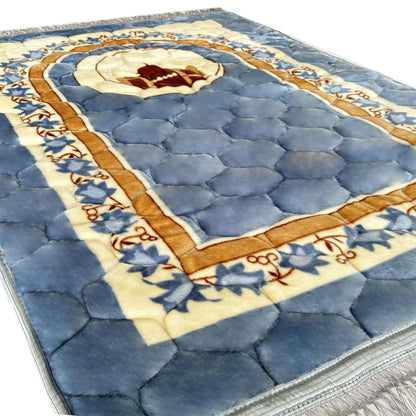 Extra Thick Velvet Prayer Mat - Baby blue (Layth Model) - Large size
