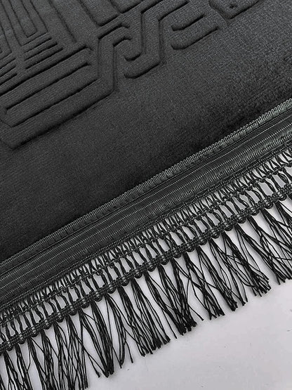 Thick Velvet Prayer Mat - Black (Radia Model) - Large size